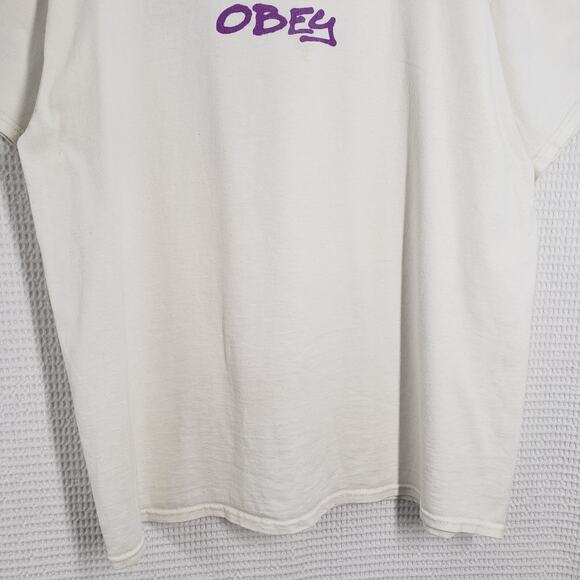 Obey T-Shirt Mens XL Ivory Short Sleeve Graffiti Skater Grunge Streetwear Zumiez - Picture 14 of 16